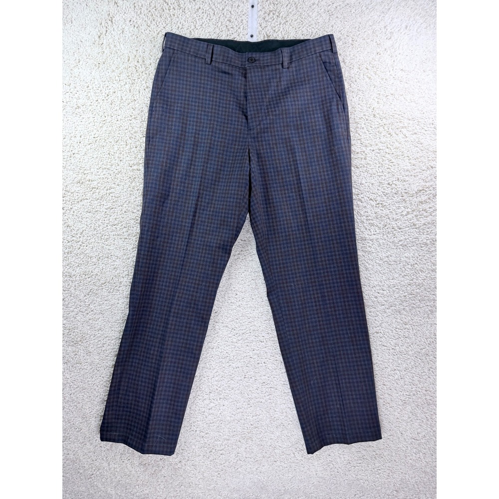 Brooks Brothers Dress Pants Mens 36x32 Blue Brown Check Clark Advantage Chino